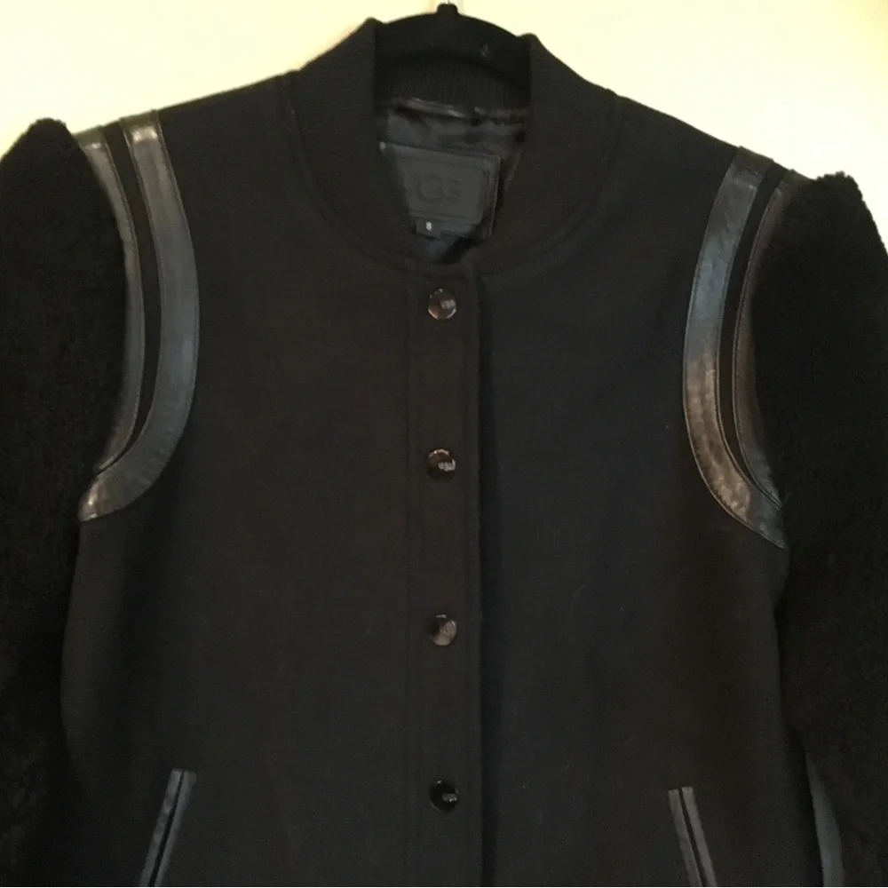 Ugg Black Wool Sheepskin Bomber Jacket